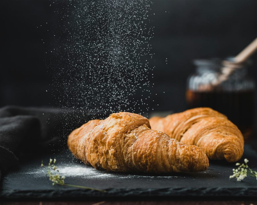 Croissants dusted with sugar